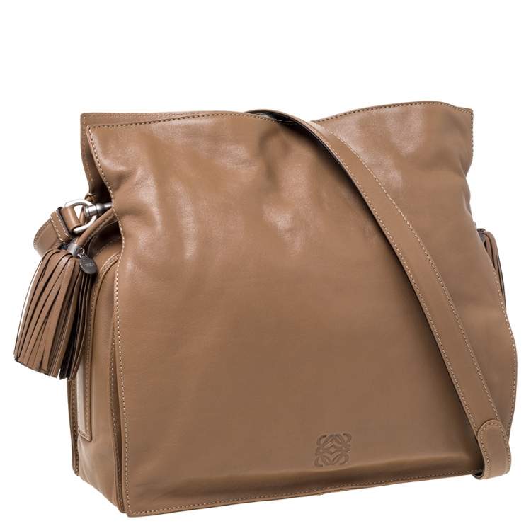 Pre Owned Loewe Brown Leather Flamenco Shoulder Bag