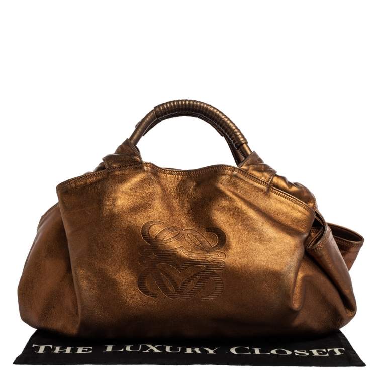 Pre Owned Loewe Metallic Brown Leather Aire Hobo
