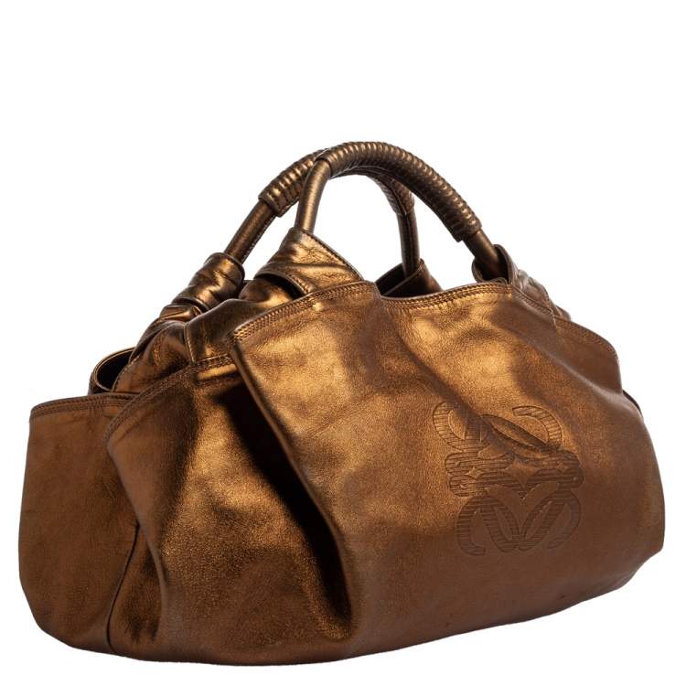 Pre Owned Loewe Metallic Brown Leather Aire Hobo
