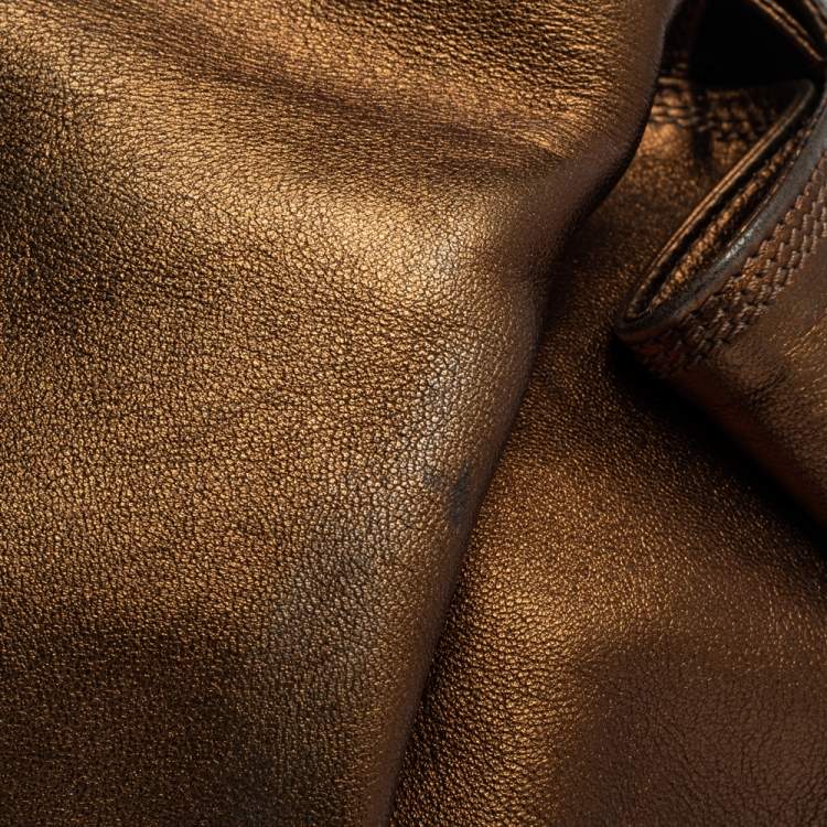 Pre Owned Loewe Metallic Brown Leather Aire Hobo