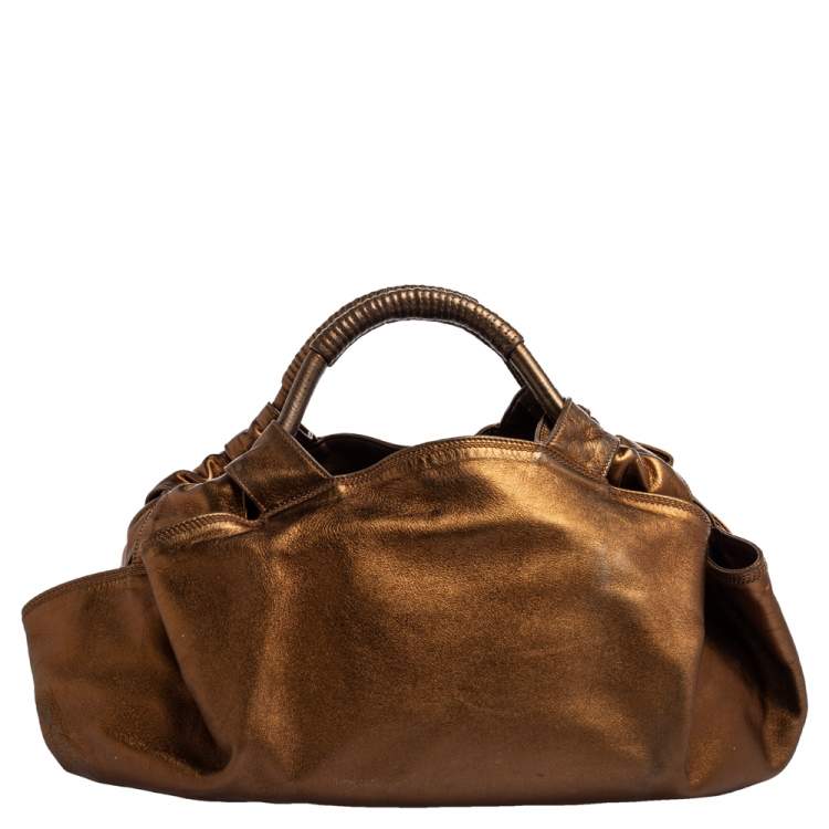 Pre Owned Loewe Metallic Brown Leather Aire Hobo