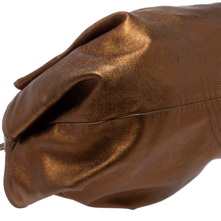Pre Owned Loewe Metallic Brown Leather Aire Hobo