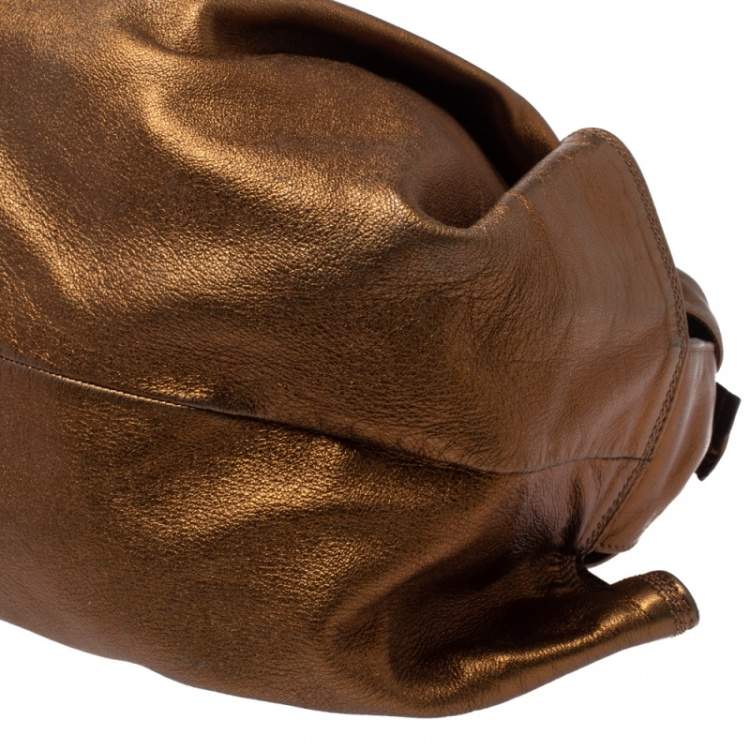 Pre Owned Loewe Metallic Brown Leather Aire Hobo