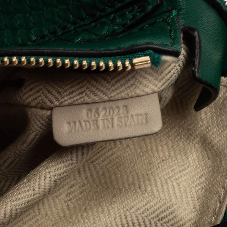 Pre Owned Loewe Green Python Small Puzzle Satchel