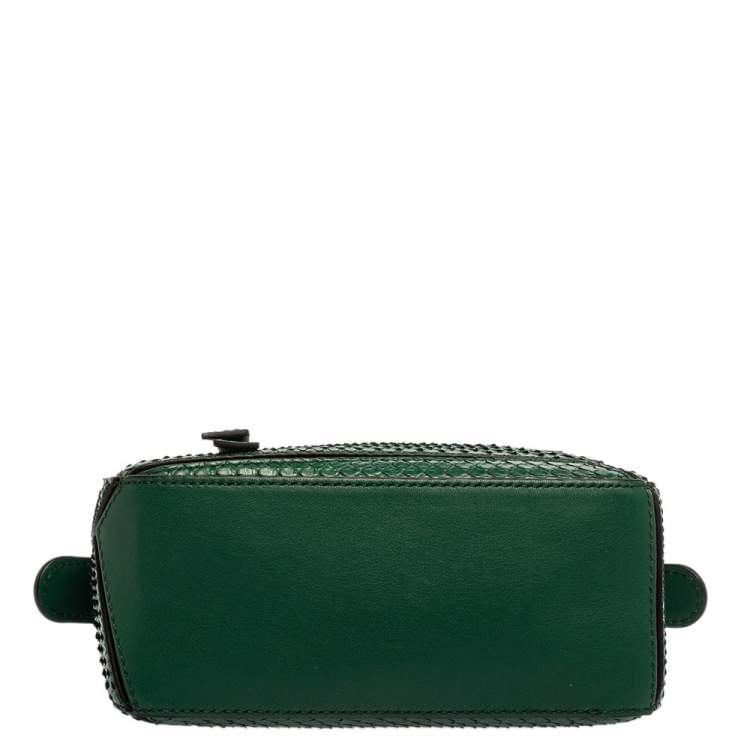 Pre Owned Loewe Green Python Small Puzzle Satchel