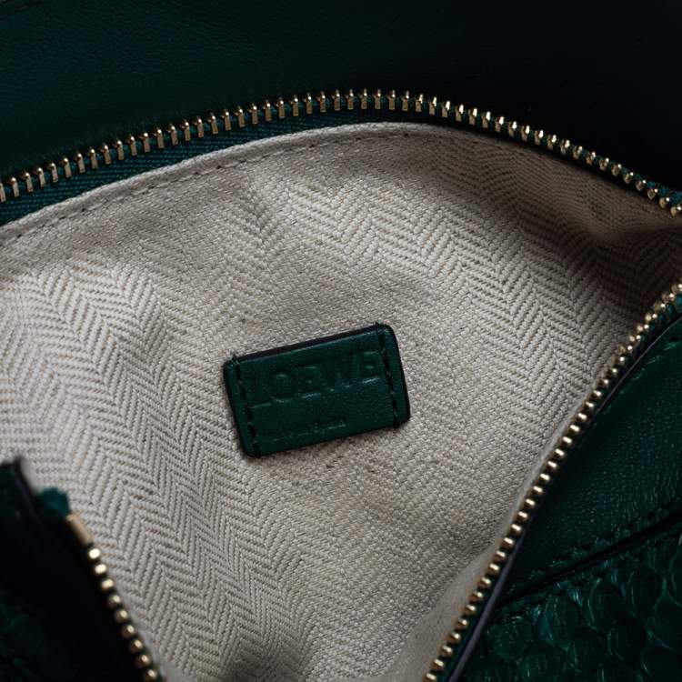 Pre Owned Loewe Green Python Small Puzzle Satchel