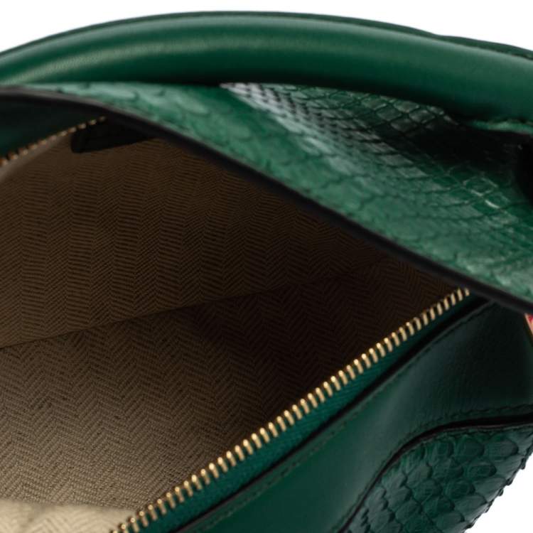 Pre Owned Loewe Green Python Small Puzzle Satchel