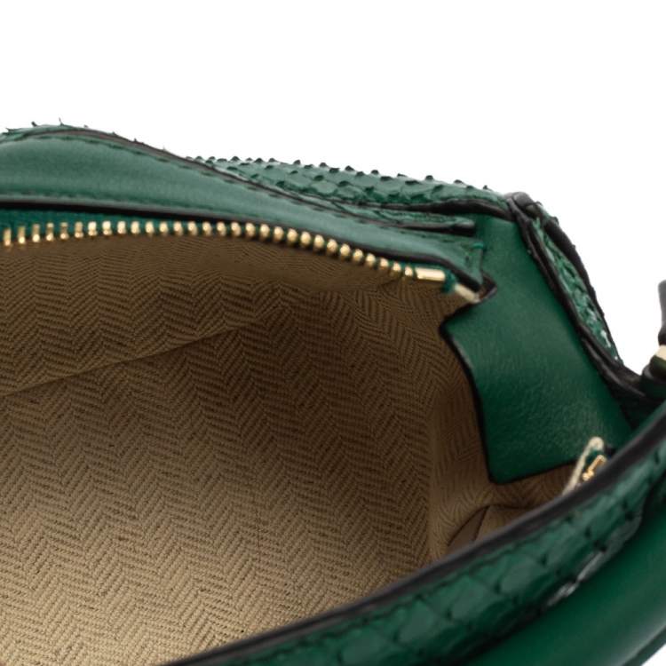 Pre Owned Loewe Green Python Small Puzzle Satchel