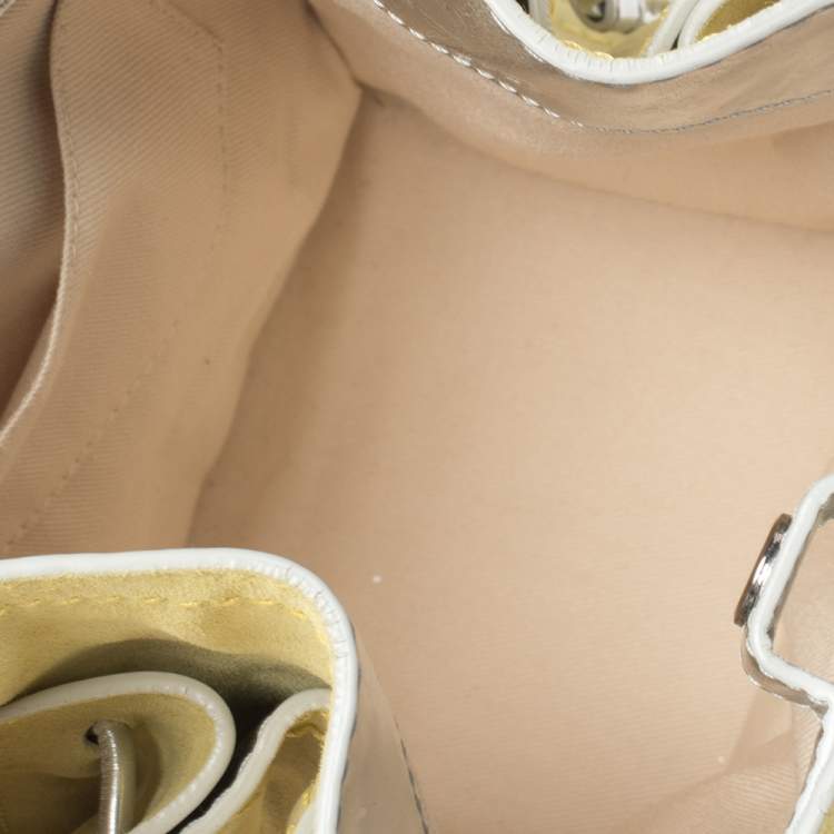 Pre Owned Loewe Silver/Yellow Leather and Suede Drawstring Bag
