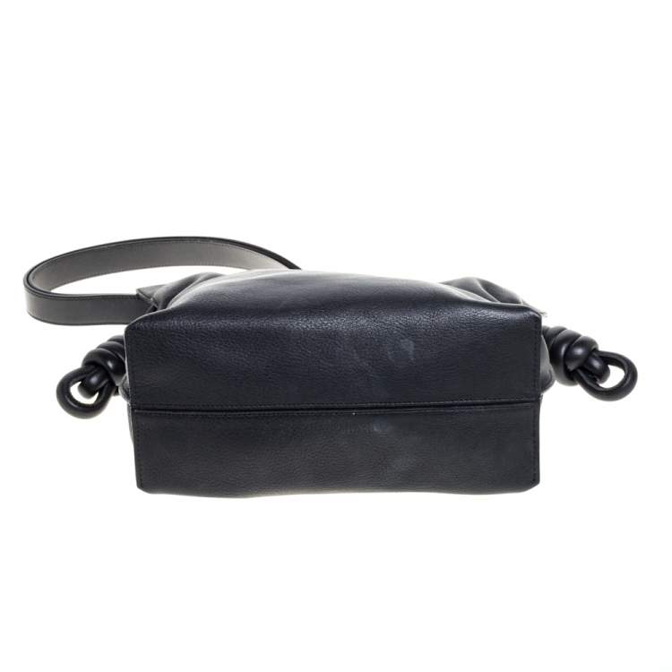 Pre Owned Loewe Black Leather Flamenco Knot Hobo