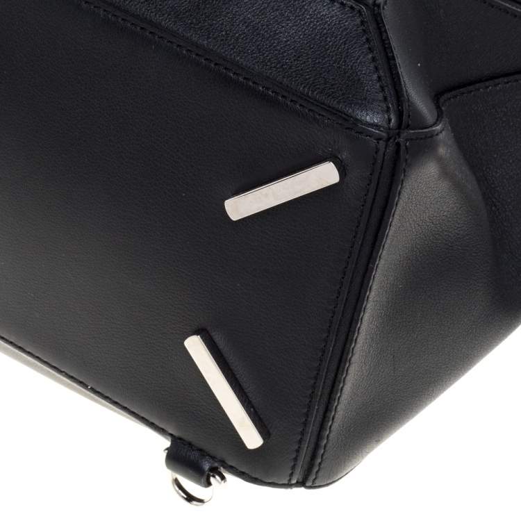 Pre Owned Loewe Black Leather Medium Puzzle Top Handle Bag