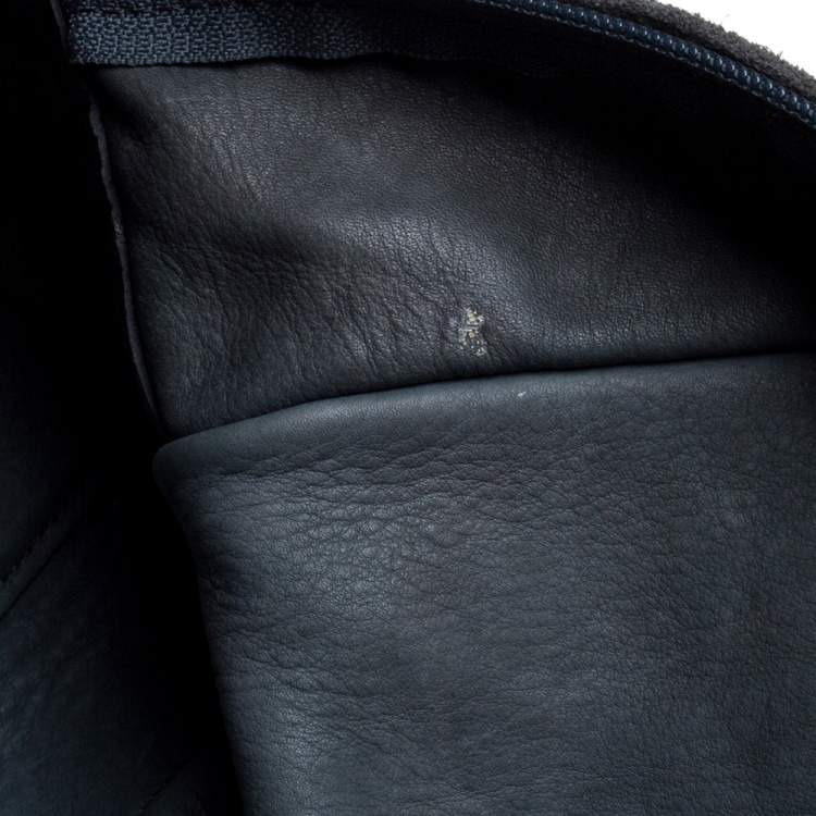 Pre Owned Loewe Grey Suede and Leather Amazona Medium Boston Bag