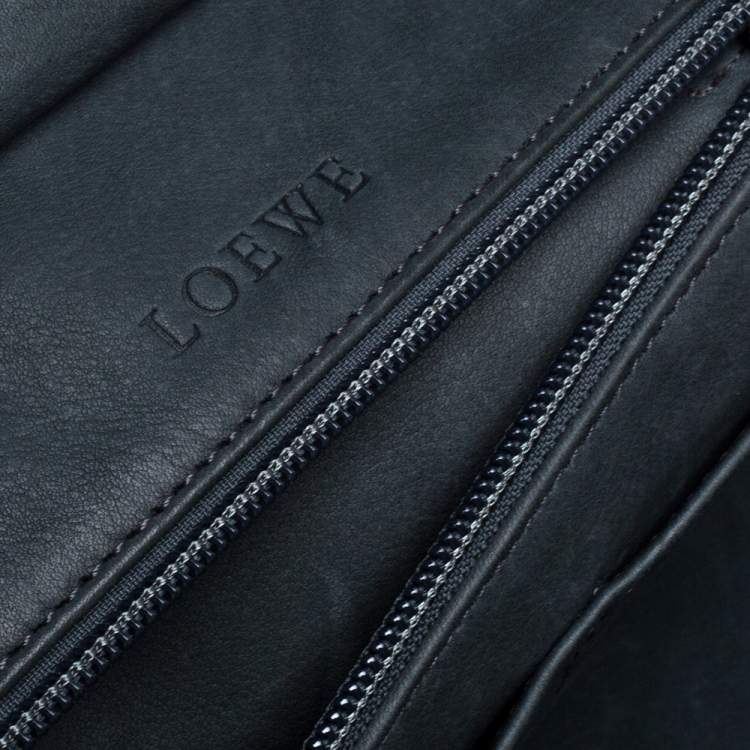 Pre Owned Loewe Grey Suede and Leather Amazona Medium Boston Bag