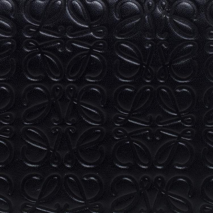 Pre Owned Loewe Black Monogram Embossed Leather Zip Around Wallet