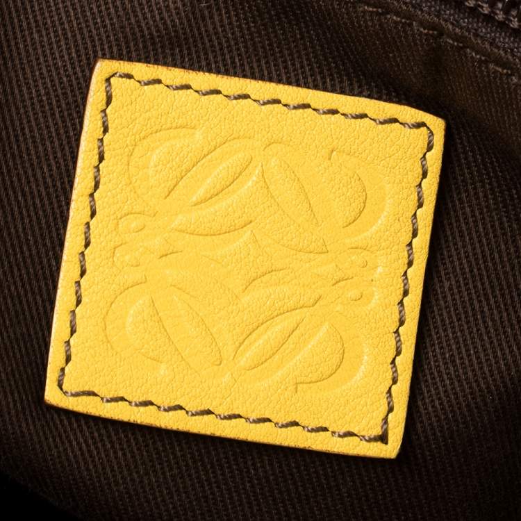 Pre Owned Loewe Yellow Leather Logo Embossed Shoulder Bag