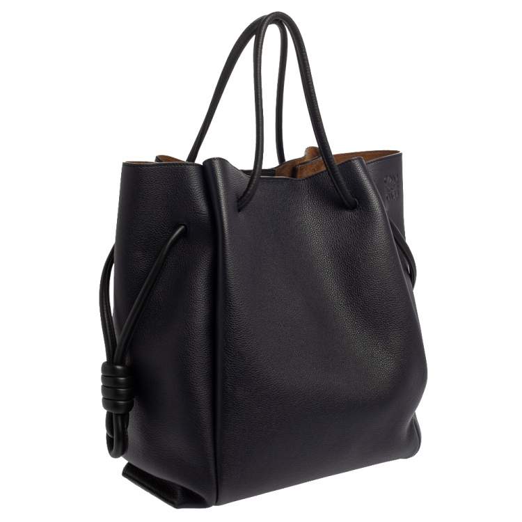 Pre Owned Loewe Midnight Blue/Black Leather  Flamenco Knot Tote