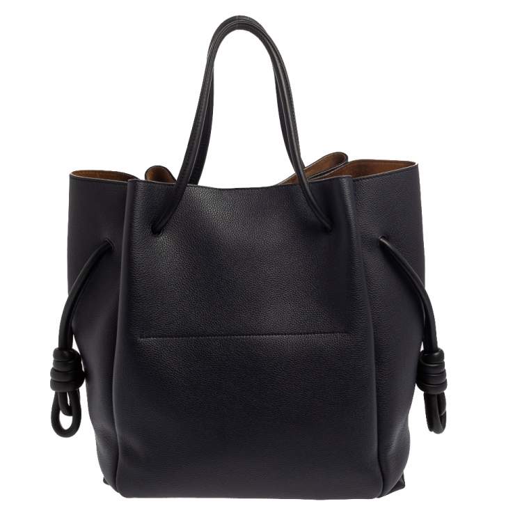 Pre Owned Loewe Midnight Blue/Black Leather  Flamenco Knot Tote