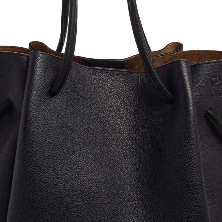 Pre Owned Loewe Midnight Blue/Black Leather  Flamenco Knot Tote
