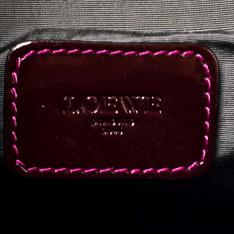Pre Owned Loewe Burgundy Patent Leather Amazona Satchel