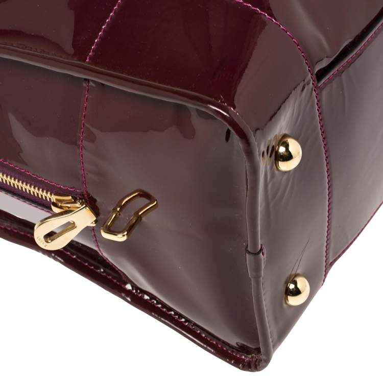 Pre Owned Loewe Burgundy Patent Leather Amazona Satchel
