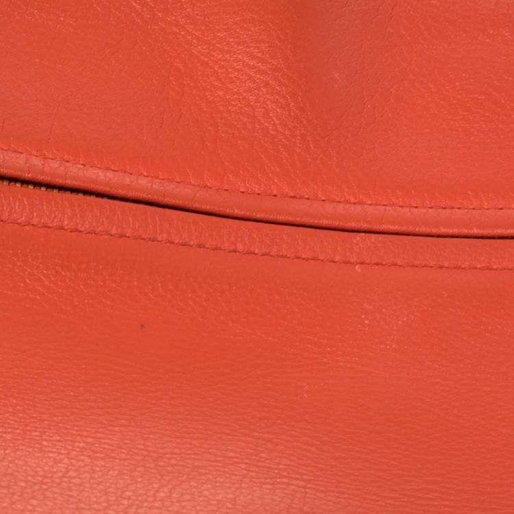 Pre Owned Loewe Orange Leather Flap Crossbody Bag