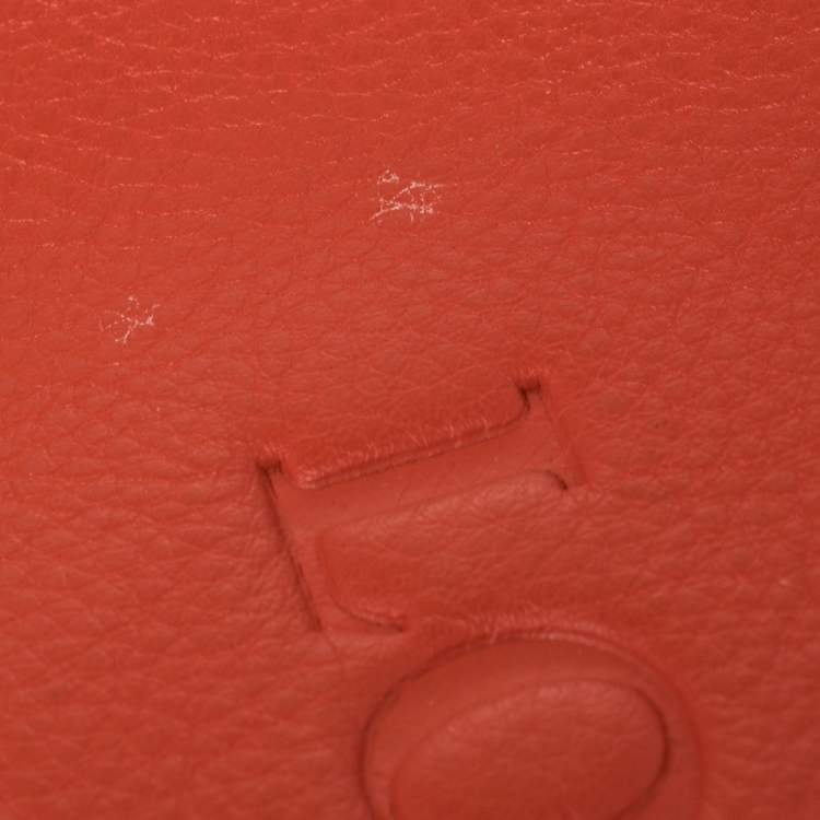 Pre Owned Loewe Orange Leather Flap Crossbody Bag