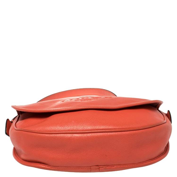 Pre Owned Loewe Orange Leather Flap Crossbody Bag