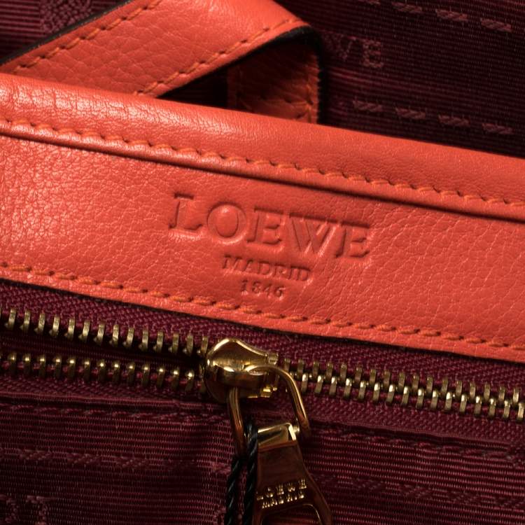 Pre Owned Loewe Orange Leather Flap Crossbody Bag