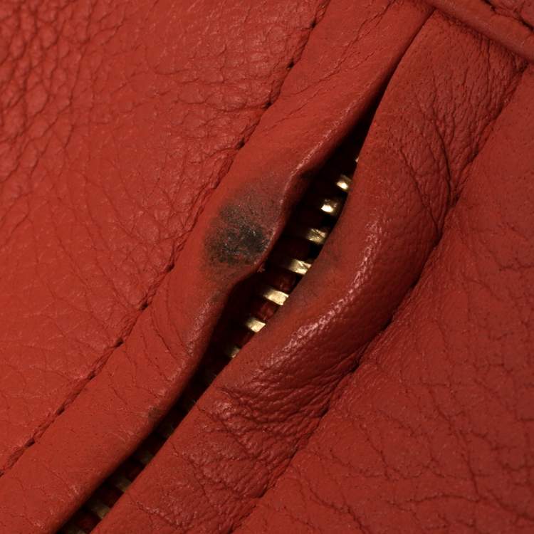 Pre Owned Loewe Orange Leather Flap Crossbody Bag