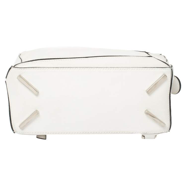 Pre Owned Loewe White Leather Small Puzzle Shoulder Bag