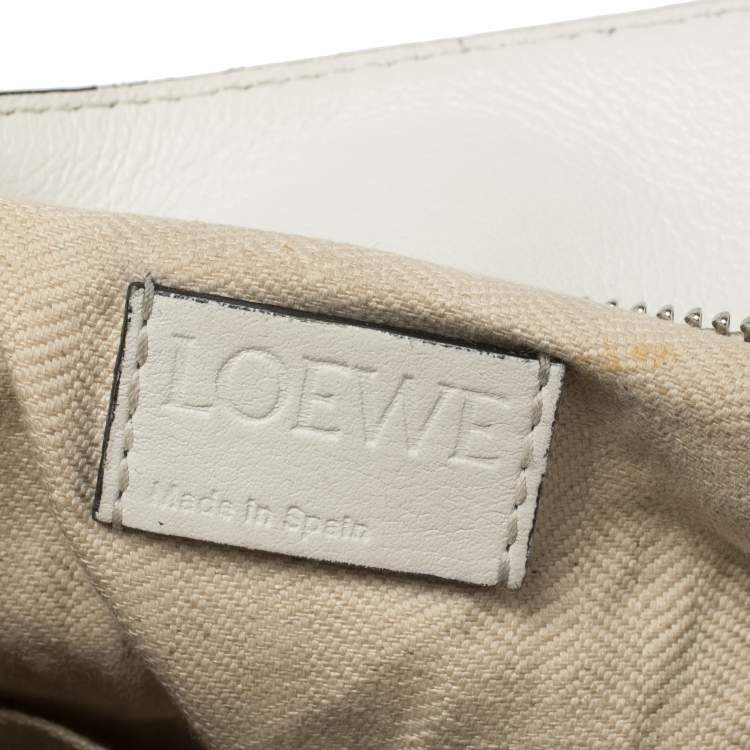 Pre Owned Loewe White Leather Small Puzzle Shoulder Bag