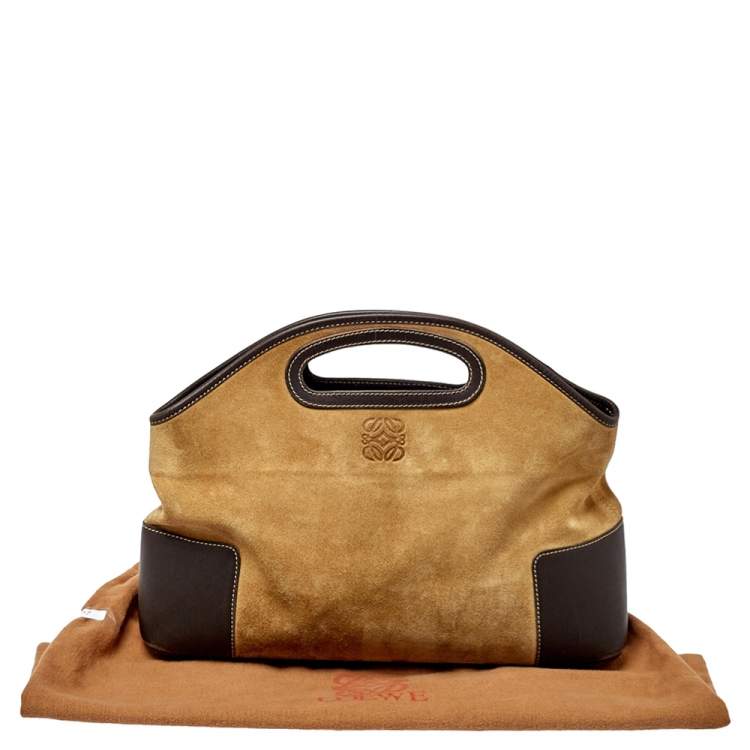 Pre Owned Loewe Tan/Brown Suede and Leather Cut Out Tote