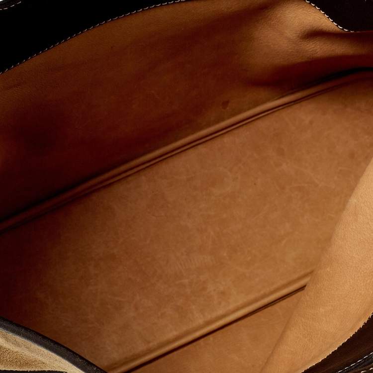 Pre Owned Loewe Tan/Brown Suede and Leather Cut Out Tote