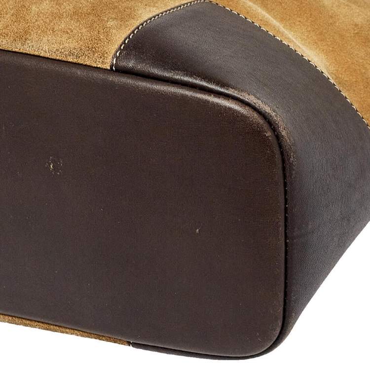 Pre Owned Loewe Tan/Brown Suede and Leather Cut Out Tote