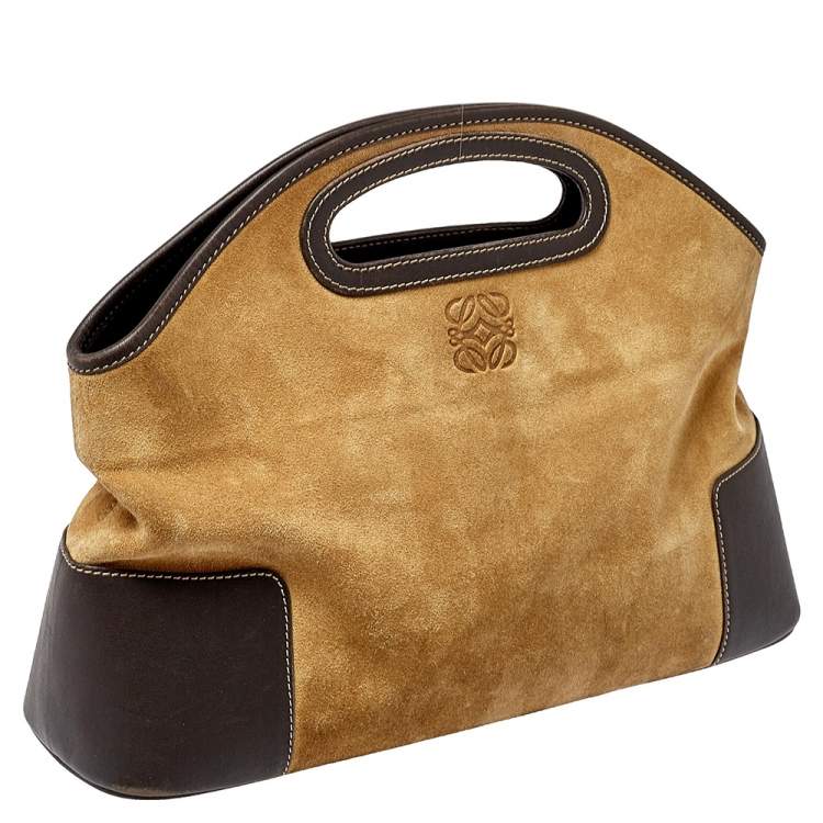 Pre Owned Loewe Tan/Brown Suede and Leather Cut Out Tote