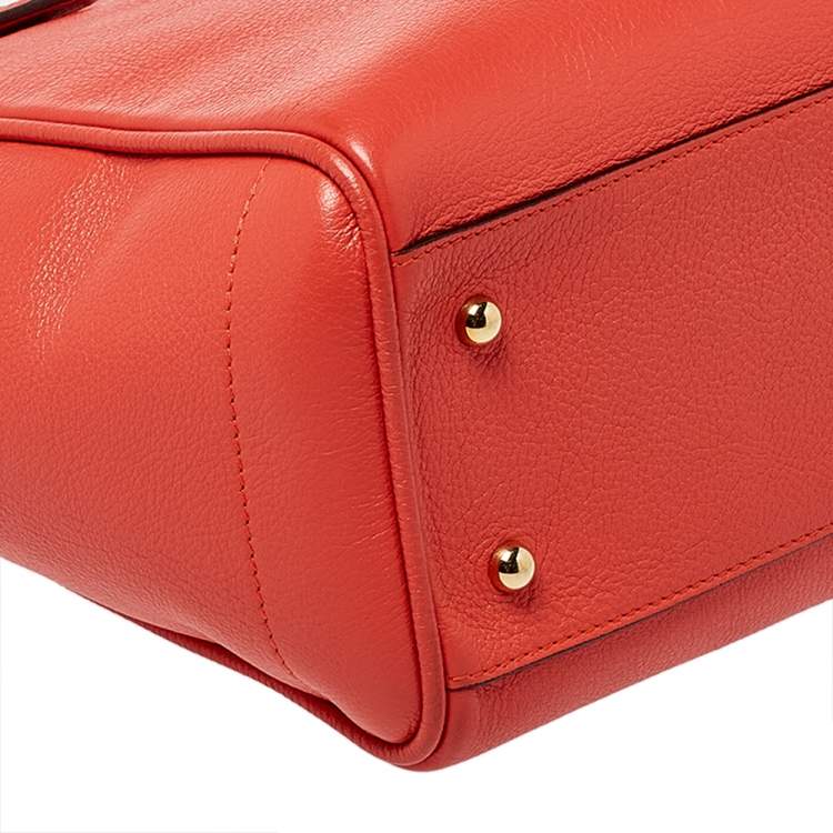 Pre Owned Loewe Orange Leather Shopper Tote