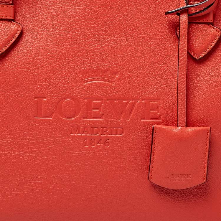 Pre Owned Loewe Orange Leather Shopper Tote