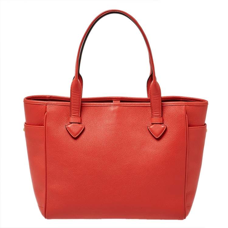 Pre Owned Loewe Orange Leather Shopper Tote