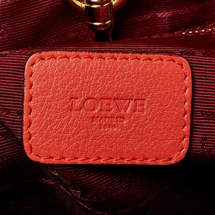 Pre Owned Loewe Orange Leather Shopper Tote