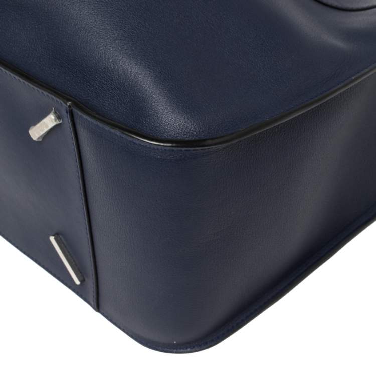 Pre Owned Loewe Navy Blue Leather Hammock Drawstring Shoulder Bag