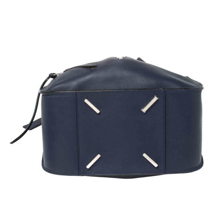 Pre Owned Loewe Navy Blue Leather Hammock Drawstring Shoulder Bag