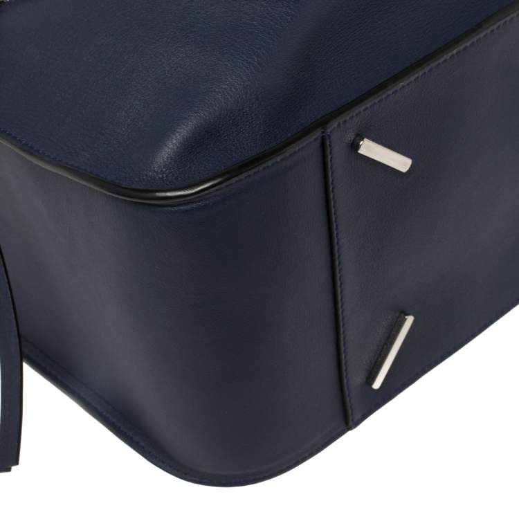 Pre Owned Loewe Navy Blue Leather Hammock Drawstring Shoulder Bag