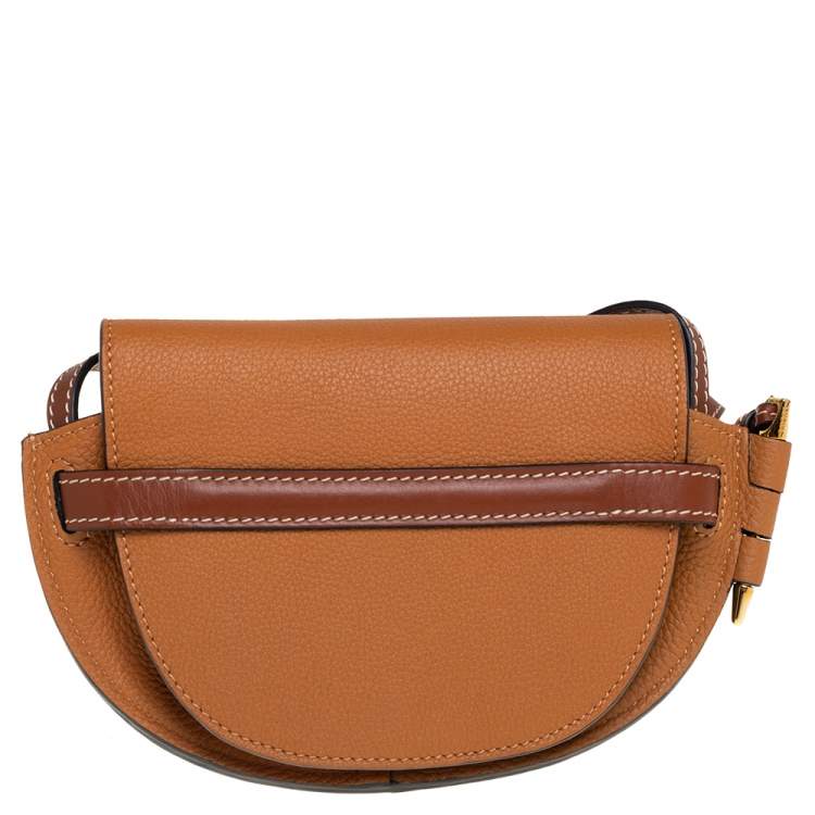 Pre Owned Loewe Caramel Brown Leather Mini Gate Crossbody Bag
