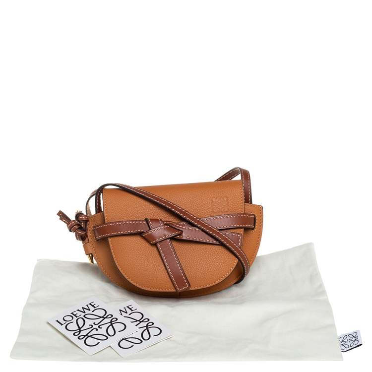 Pre Owned Loewe Caramel Brown Leather Mini Gate Crossbody Bag