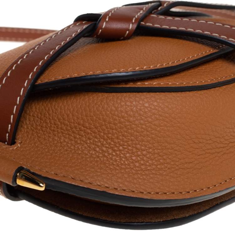 Pre Owned Loewe Caramel Brown Leather Mini Gate Crossbody Bag