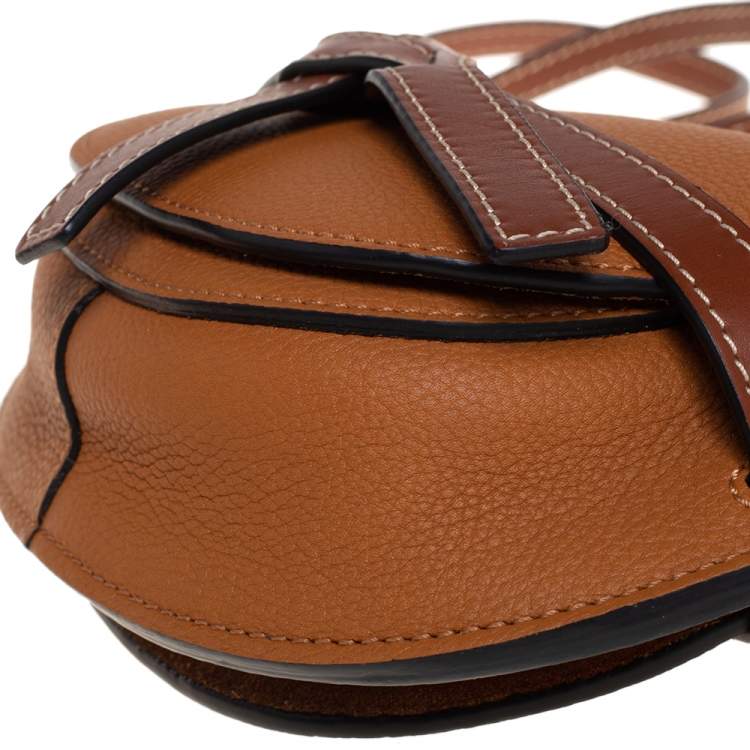 Pre Owned Loewe Caramel Brown Leather Mini Gate Crossbody Bag