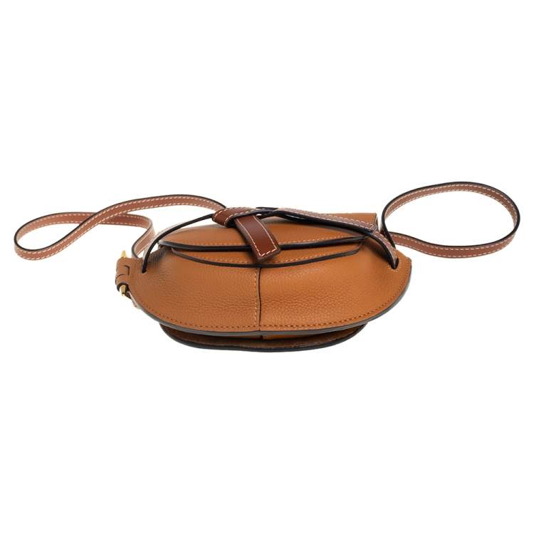 Pre Owned Loewe Caramel Brown Leather Mini Gate Crossbody Bag