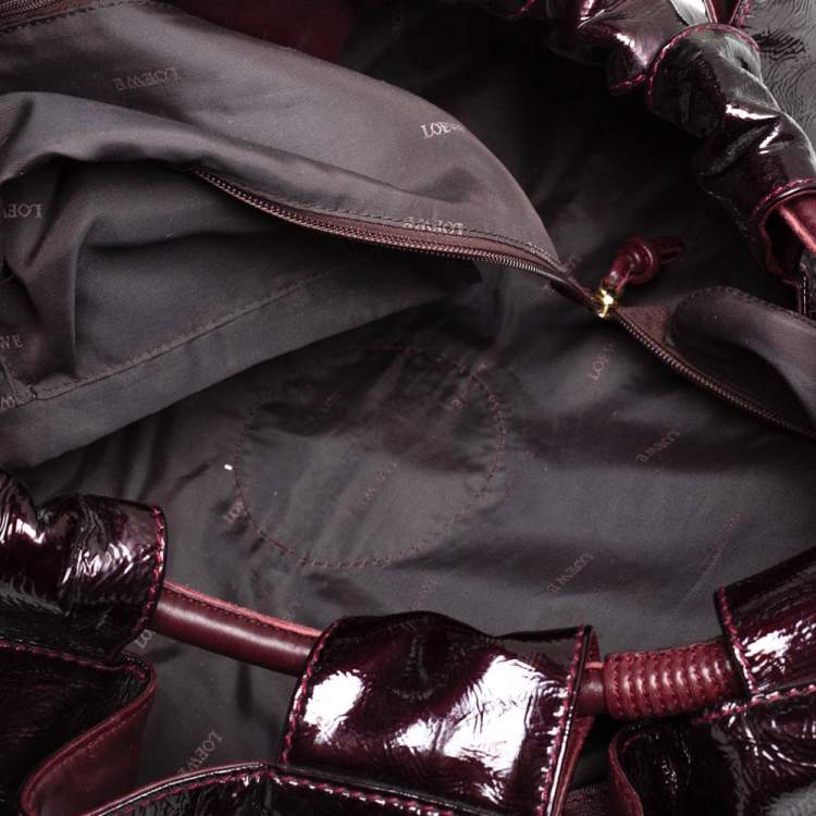 Pre Owned Loewe Burgundy Patent Leather Aire Hobo