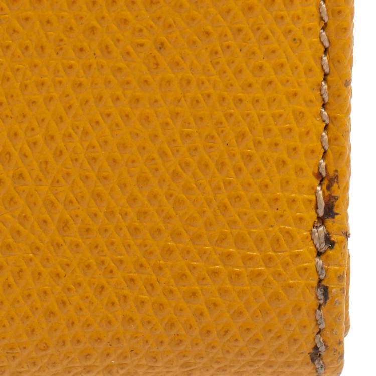 Pre Owned Loewe Yellow Leather French Wallet