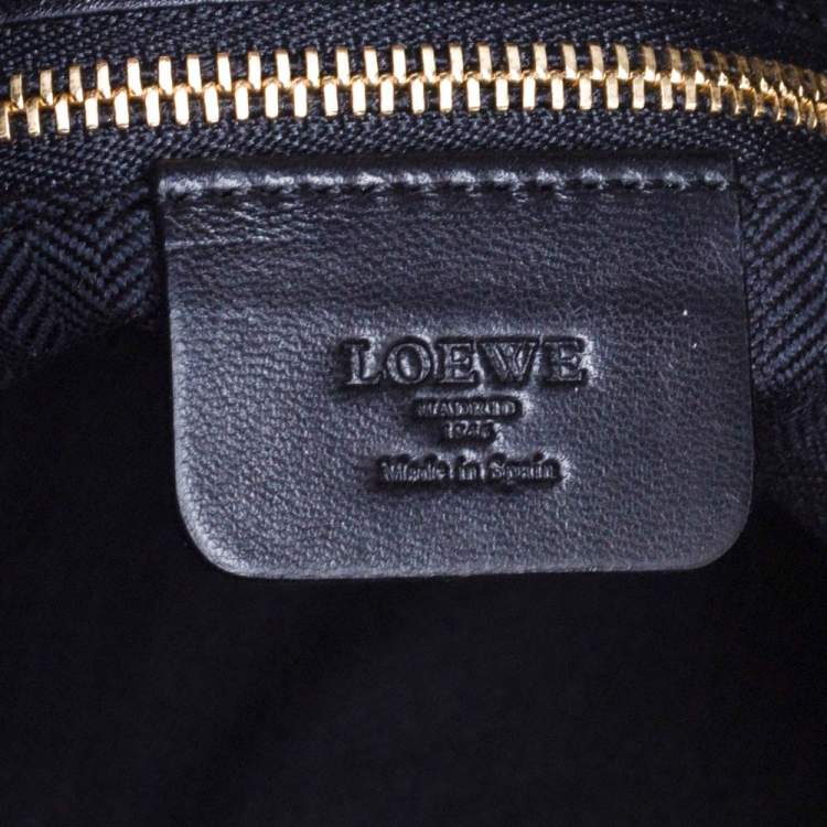 Pre Owned Loewe Black/Brown Leopard Print Calfhair and Leather Tassel Shoulder Bag